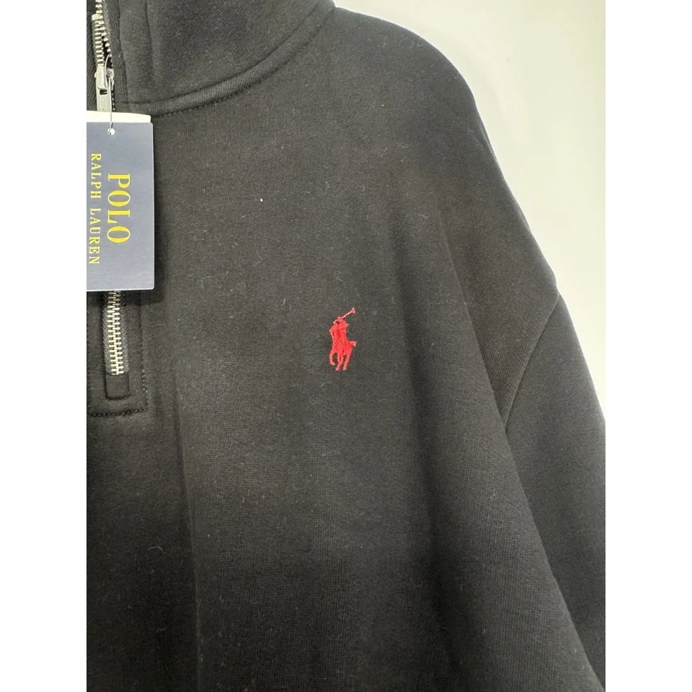 Polo Ralph Lauren Sweatshirt Mens 2XL Fleece Mock Neck Quarter 1/4 Zip Pullover
